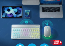 Bluetooth-Compatible Rainbow Backlit Keyboard & Wireless Mouse for iPad, Tablet, Android, iOS, Windows
