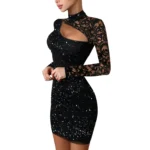 kf-See81d4f9e74745ec9c6ca65fdc4cd5f4Z-2024-Women-s-Elegant-Wrap-Hip-Dress-Fashion-Glitter-High-Neck-Sexy-Lace-Hollow-Knit-Fabric