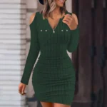 kf-Sd111d0eb0993486e97b2f9ab6d5133436-Women-Autumn-Winter-Knit-Dress-Solid-Cold-Shoulder-Long-Sleeve-Front-Zip-Tight-Sweater-Dress-Ladies