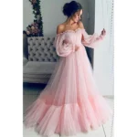 kf-S257bbc2f162243fba6a5686b68e441e7p-2023-Elegant-Party-Mesh-Dress-Prom-Dresses-Solid-Color-Slash-Neck-Love-Tulle-Tea-Length-Wedding