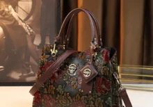 Vintage Floral Handbag for Women - Luxury PU Leather Tote & Crossbody Bag